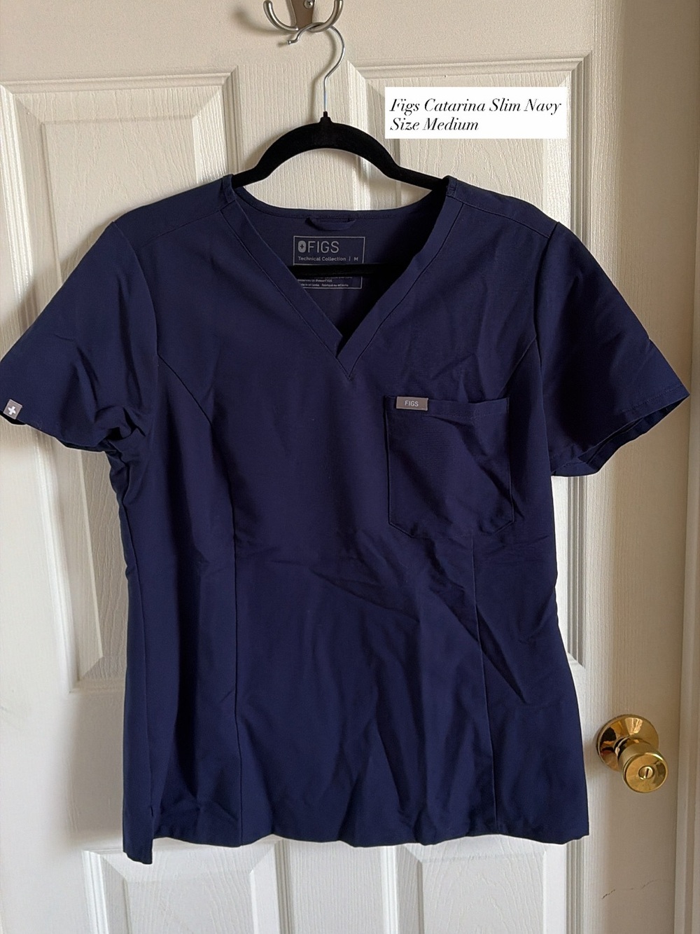 FIGS Catarina Slim Scrub Top Navy Medium